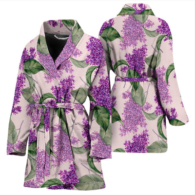 Lilac Pattern Print Design LI02 Women Bathrobe