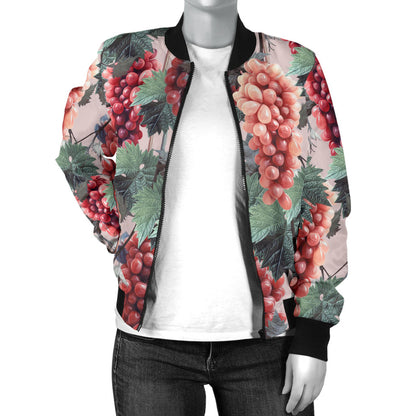 Grape Pattern Print Design GP01 Women Bomber Jacket