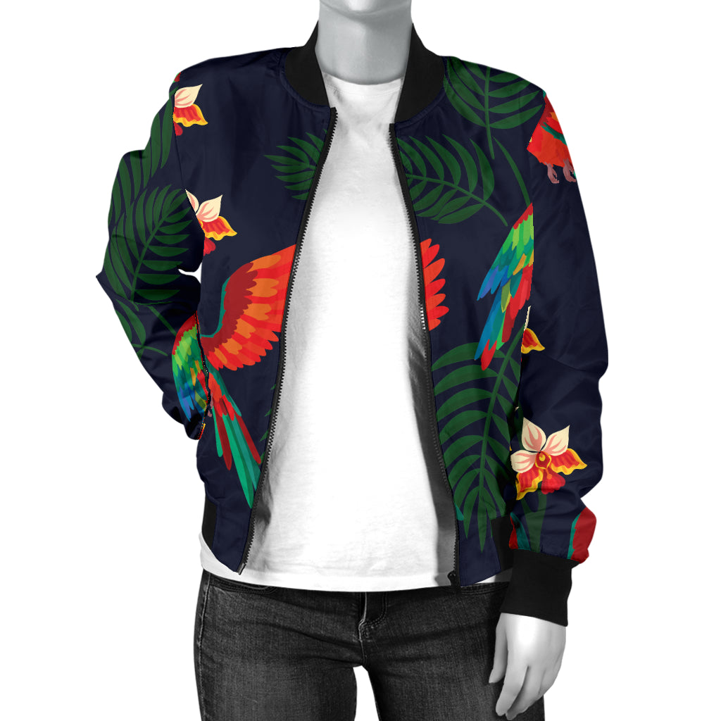 Macaw Pattern Print Design 02 Women's Bomber Jacket