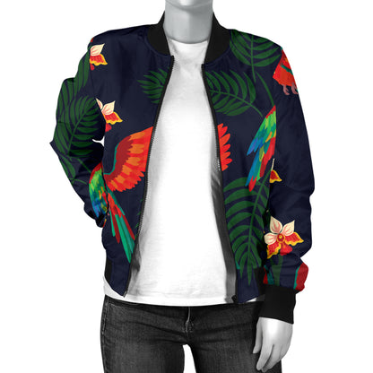 Macaw Pattern Print Design 02 Women's Bomber Jacket