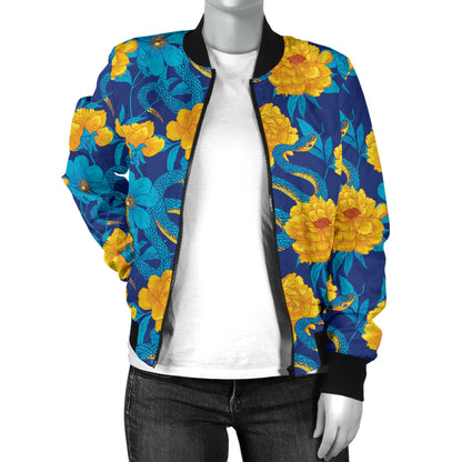 Boa Pattern Print Design 01 Women's Bomber Jacket