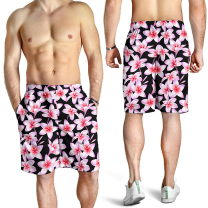 Pink Plumeria Pattern Print Design PM09 Mens Shorts
