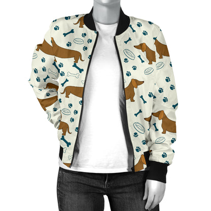 Dachshund Pattern Print Design 01 Women's Bomber Jacket