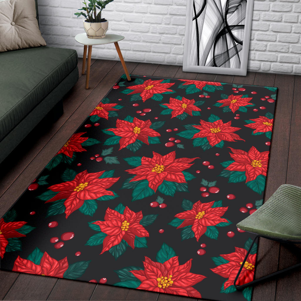 Poinsettia Pattern Print Design POT07 Area Rugs