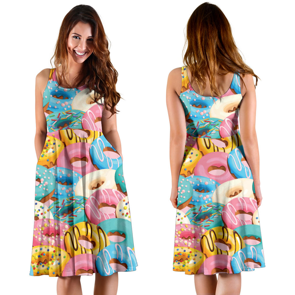 Donut Pattern Print Design DN01 Midi Dress