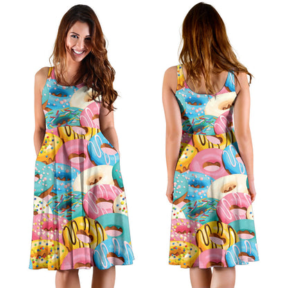 Donut Pattern Print Design DN01 Midi Dress