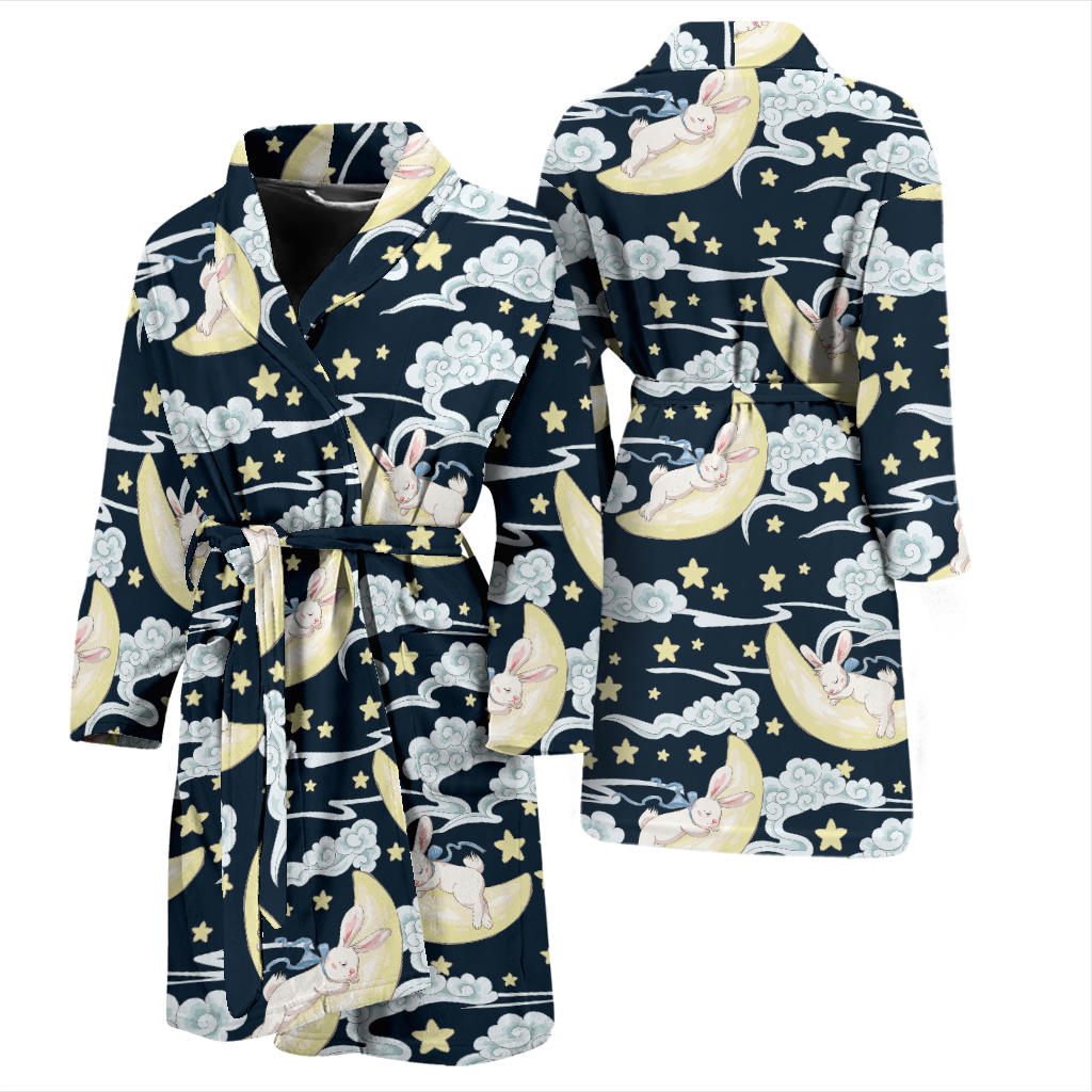 Rabbit Sleeping Pattern Print Design RB08 Men Bathrobe