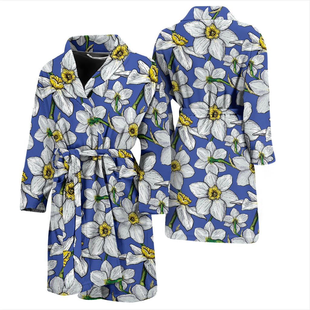 Daffodils Pattern Print Design DF08 Men Bathrobe
