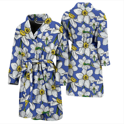 Daffodils Pattern Print Design DF08 Men Bathrobe