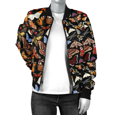 Butterfly Pattern Print Design 08 Women's Bomber Jacket