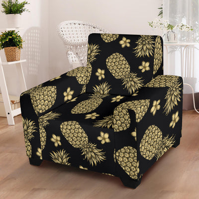 Gold Pineapple Hibiscus Armchair Slipcover