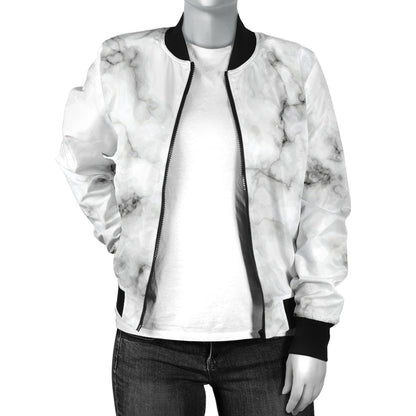 Marble Pattern Print Design 01 Women's Bomber Jacket