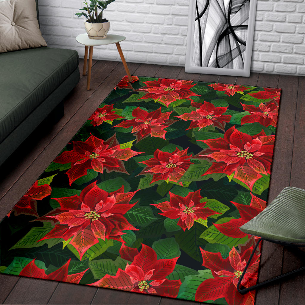 Poinsettia Pattern Print Design POT04 Area Rugs