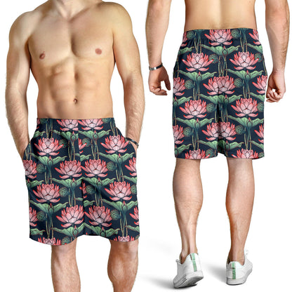 Water Lily Pattern Print Design WL03 Mens Shorts