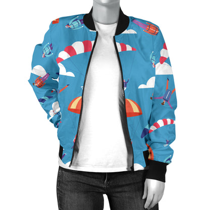 Skydiving Pattern Print Design 03 Women's Bomber Jacket