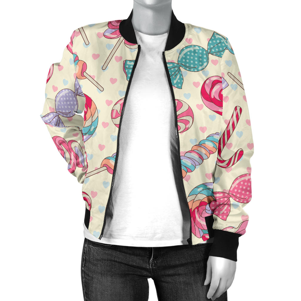 Candy Pattern Print Design CA04 Women Bomber Jacket