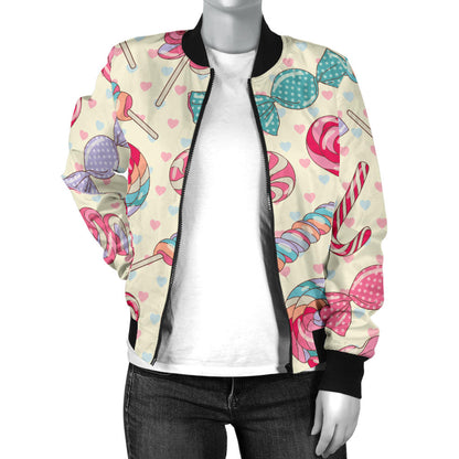 Candy Pattern Print Design CA04 Women Bomber Jacket
