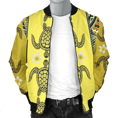 Polynesian Turtle Hawaiian Design Print Men Bomber Jacket