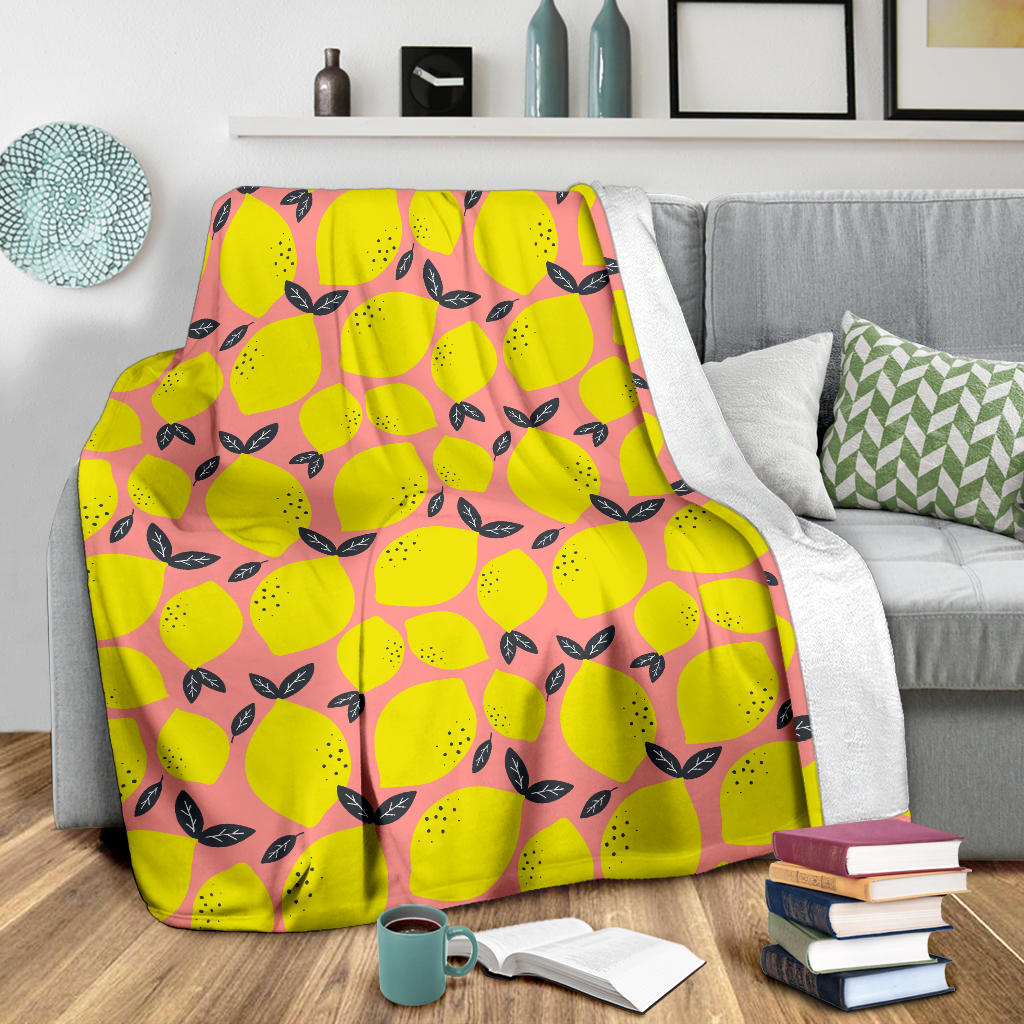 Lemon Pattern Print Design LM03 Fleece Blanket