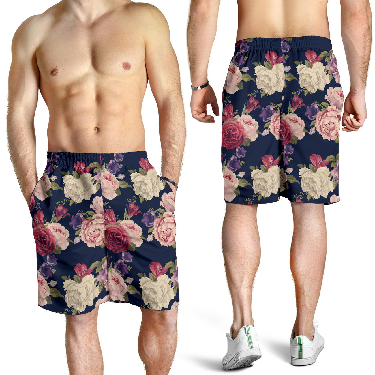 Peony Pattern Print Design PE03 Mens Shorts