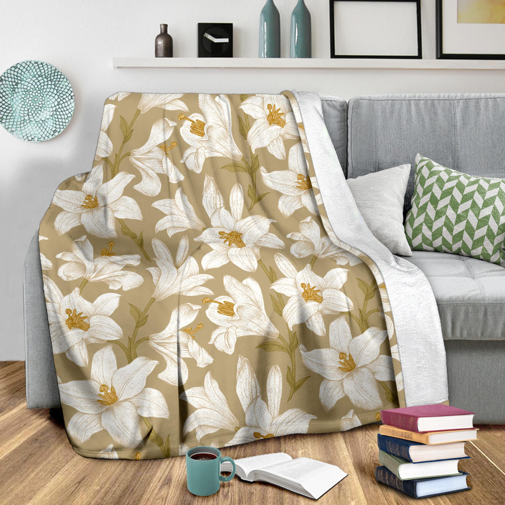 Lily Pattern Print Design LY07 Fleece Blanket