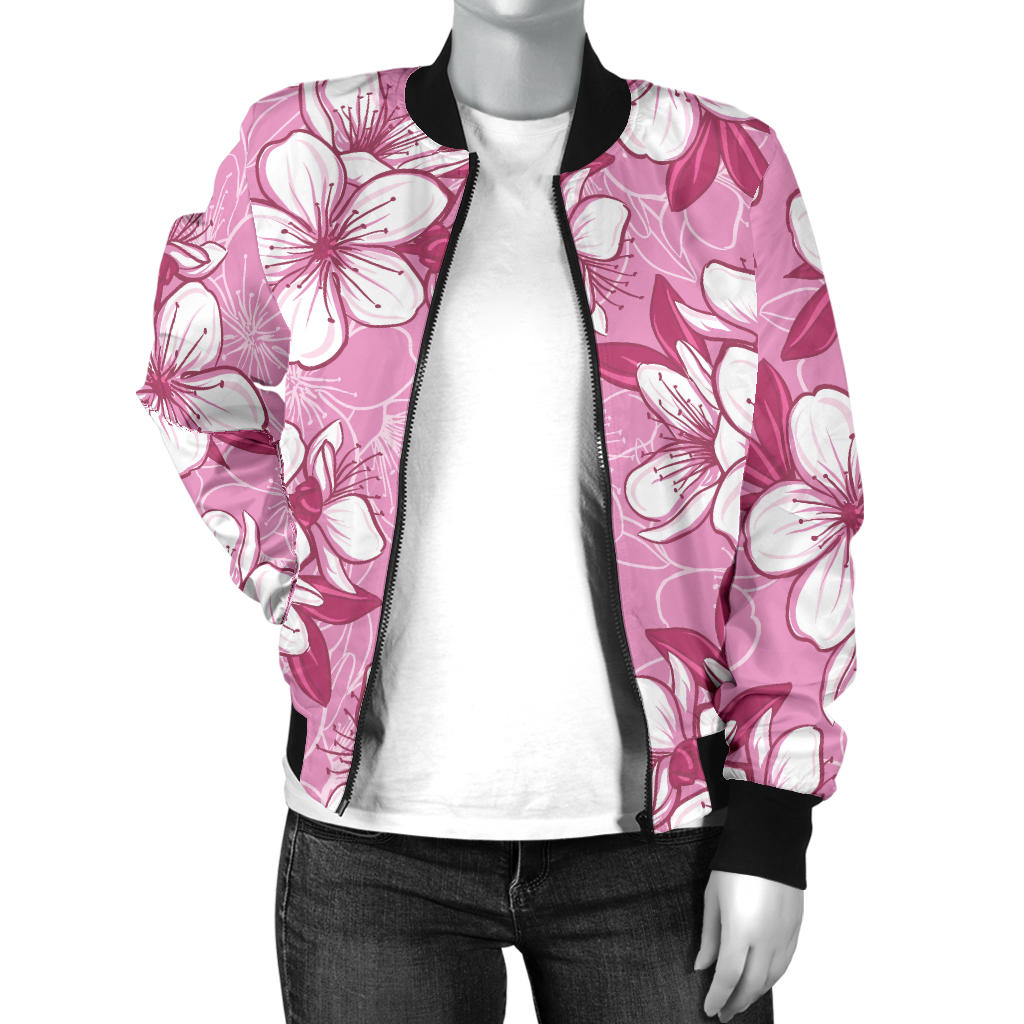 Cherry Blossom Pattern Print Design CB02 Women Bomber Jacket