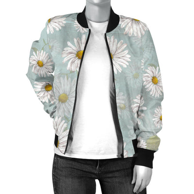 Daisy Pattern Print Design DS012 Women Bomber Jacket