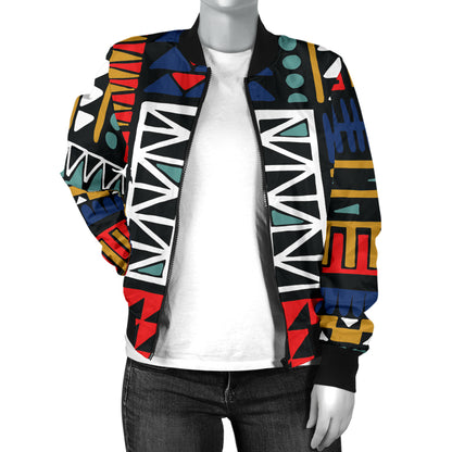 Kente Pattern Print Design 02 Women's Bomber Jacket