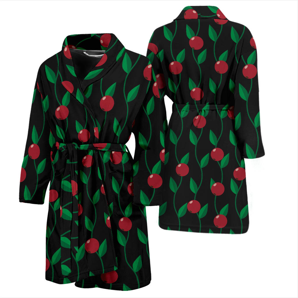Cranberry Pattern Print Design CB01 Men Bathrobe