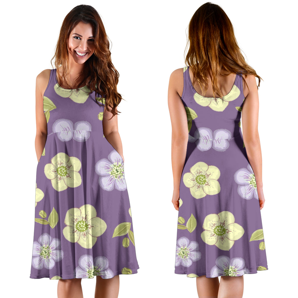 Anemone Pattern Print Design AM013 Midi Dress