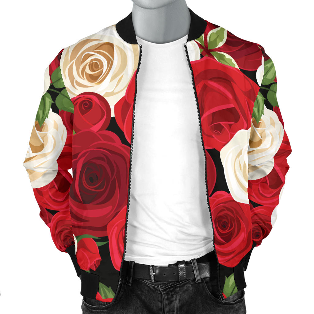 Rose Pattern Print Design RO06 Men Bomber Jacket