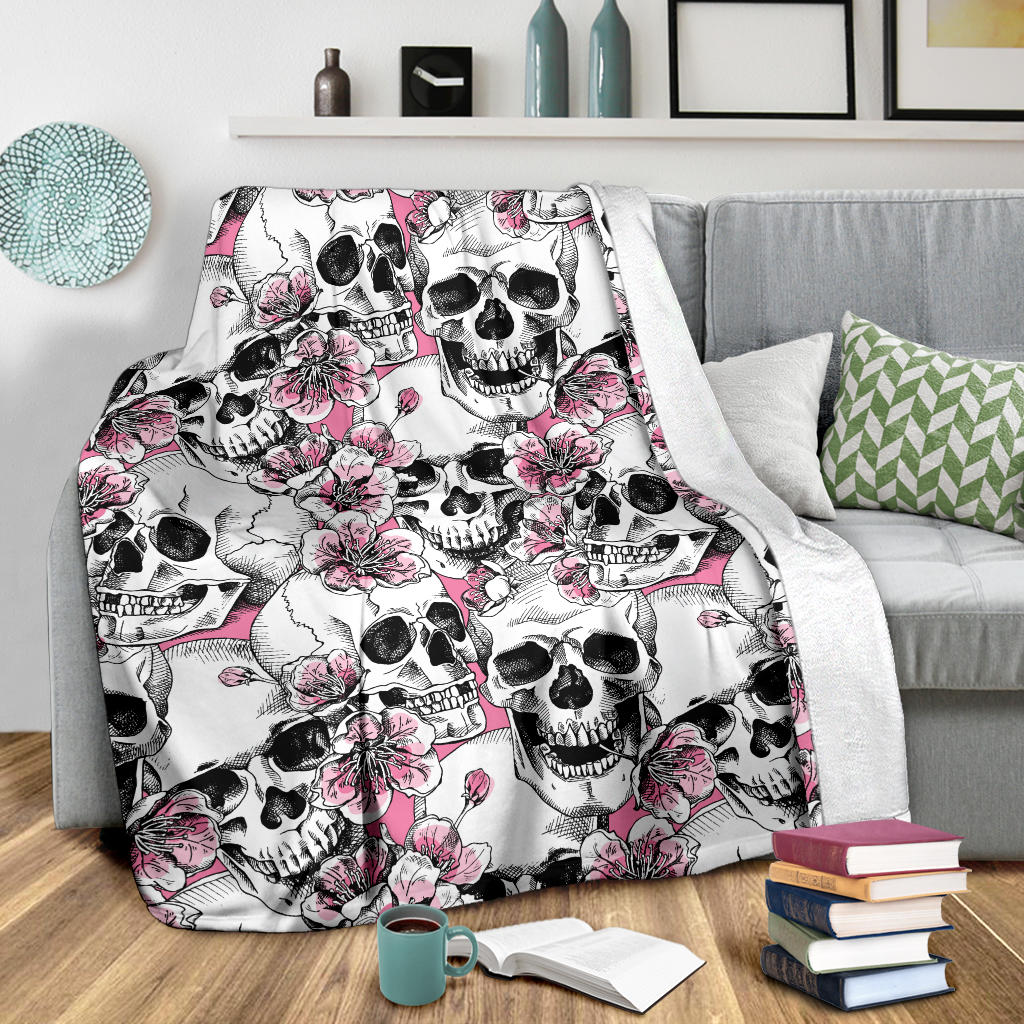 Cherry Blossom Pattern Print Design CB03 Fleece Blanket