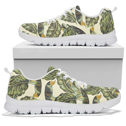 Banana Leaf Pattern Print Design BL08 Sneakers White Bottom Shoes