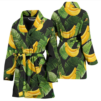 Banana Pattern Print Design BA01 Women Bathrobe