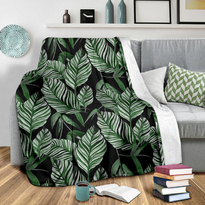 Palm Leaves Pattern Print Design PL09 Fleece Blanket