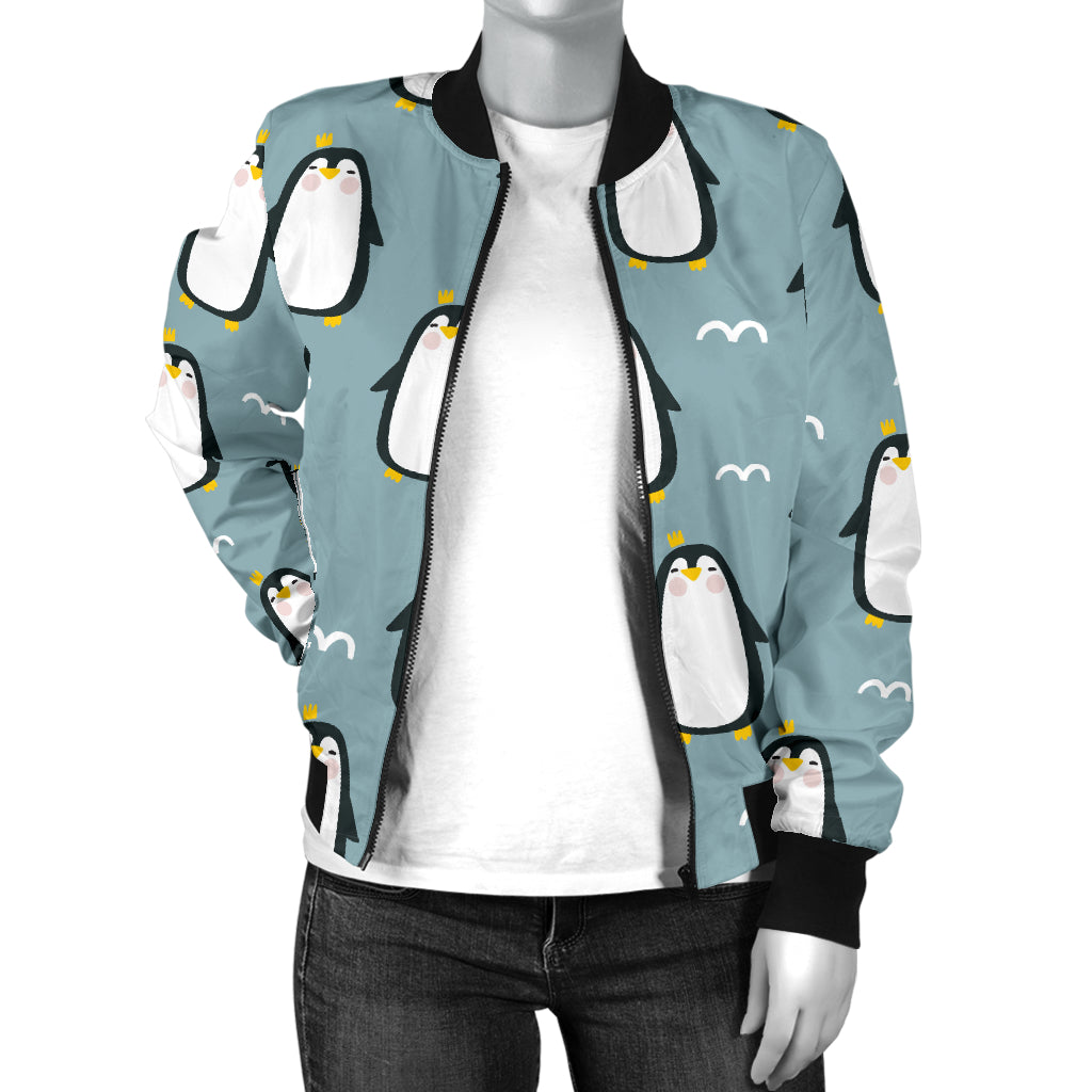 Penguin Pattern Print Design A02 Women's Bomber Jacket