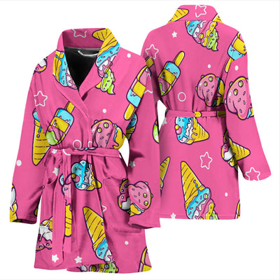 Ice Cream Pattern Print Design IC04 Women Bathrobe