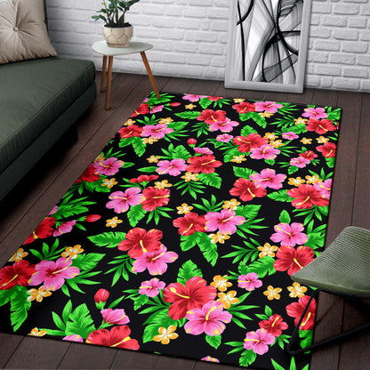 Pink Red Hibiscus Pattern Print Design HB023 Area Rugs