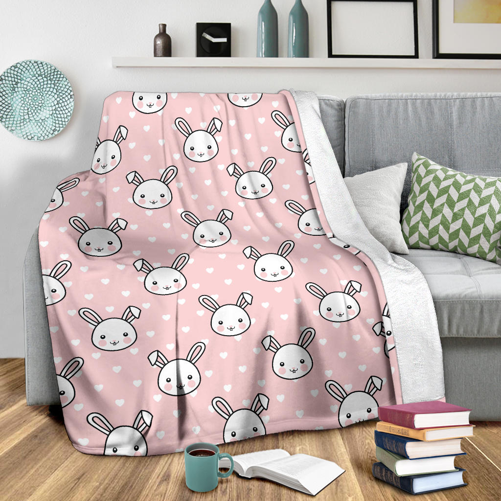 Rabbit Pattern Print Design RB02 Fleece Blanket