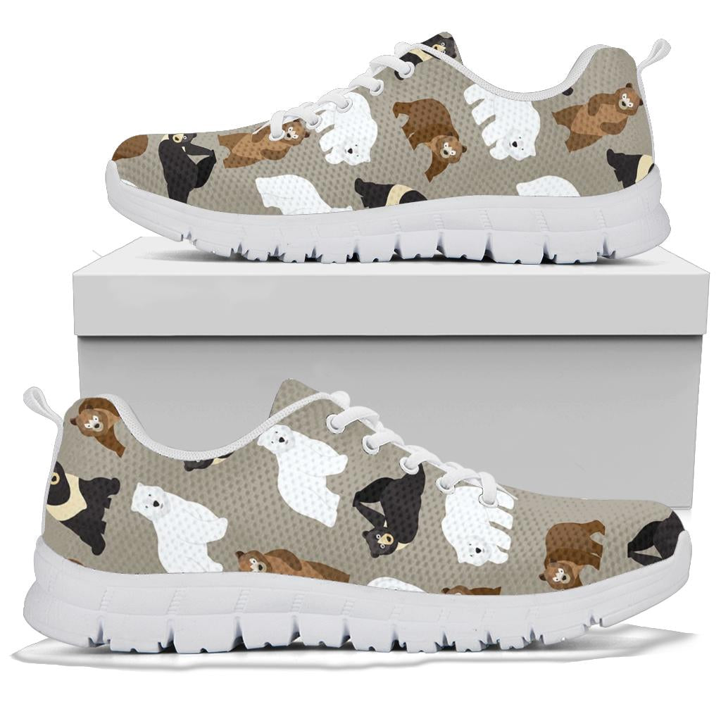 Bear Pattern Print Design BE03 Sneakers White Bottom Shoes
