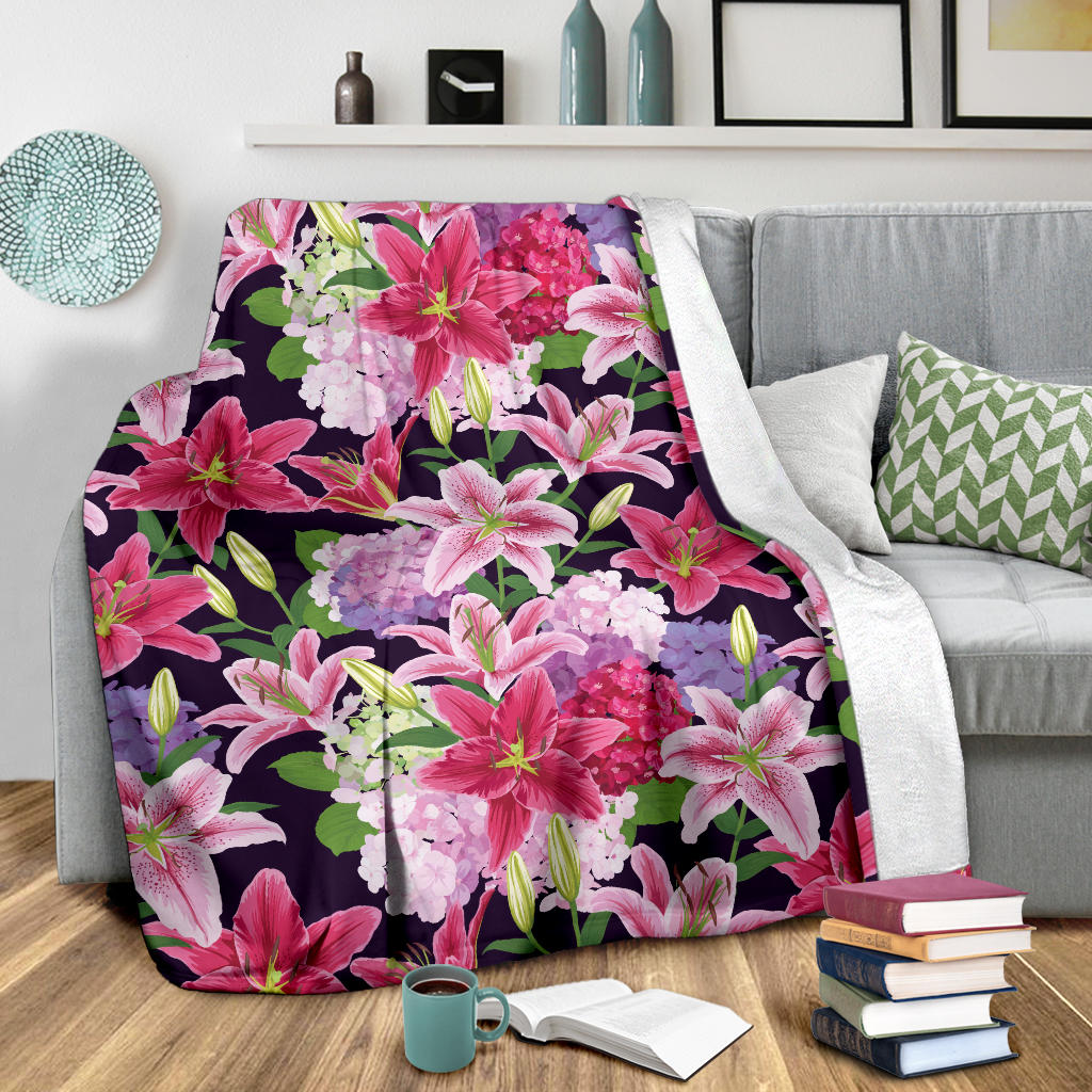 Lily Pattern Print Design LY017 Fleece Blanket