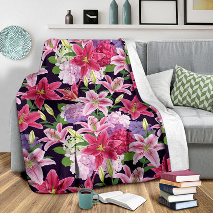 Lily Pattern Print Design LY017 Fleece Blanket