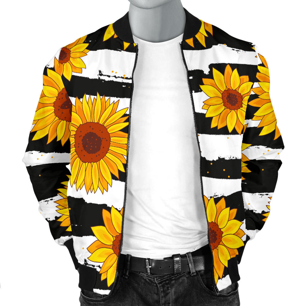 Sunflower Pattern Print Design SF010 Men Bomber Jacket