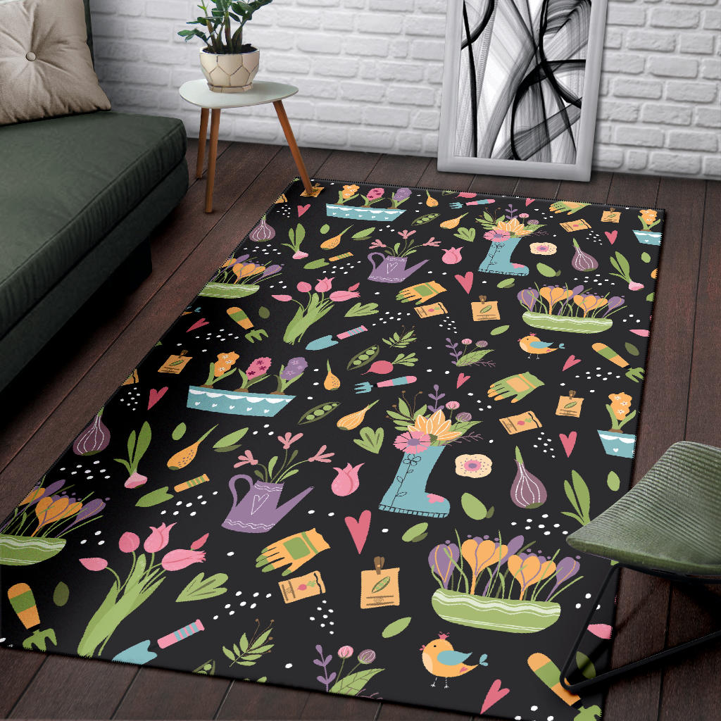 Gardening Pattern Print Design G03 Area Rugs