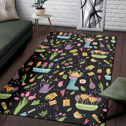 Gardening Pattern Print Design G03 Area Rugs