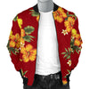 Orange Hibiscus Pattern Print Design HB026 Men Bomber Jacket