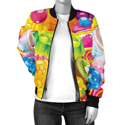 Candy Pattern Print Design CA01 Women Bomber Jacket