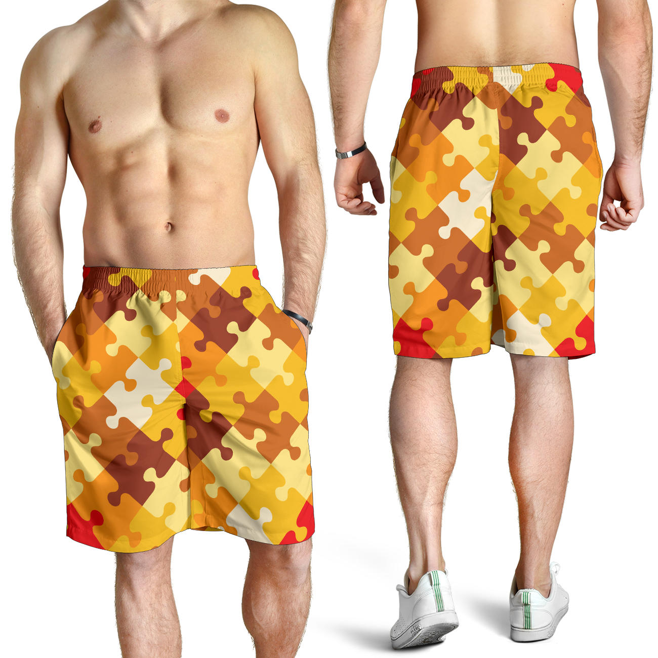 Puzzle Pattern Print Design A01 Mens Shorts