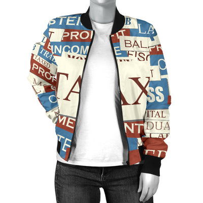 Accounting Financial Pattern Print Design 01 Women's Bomber Jacket