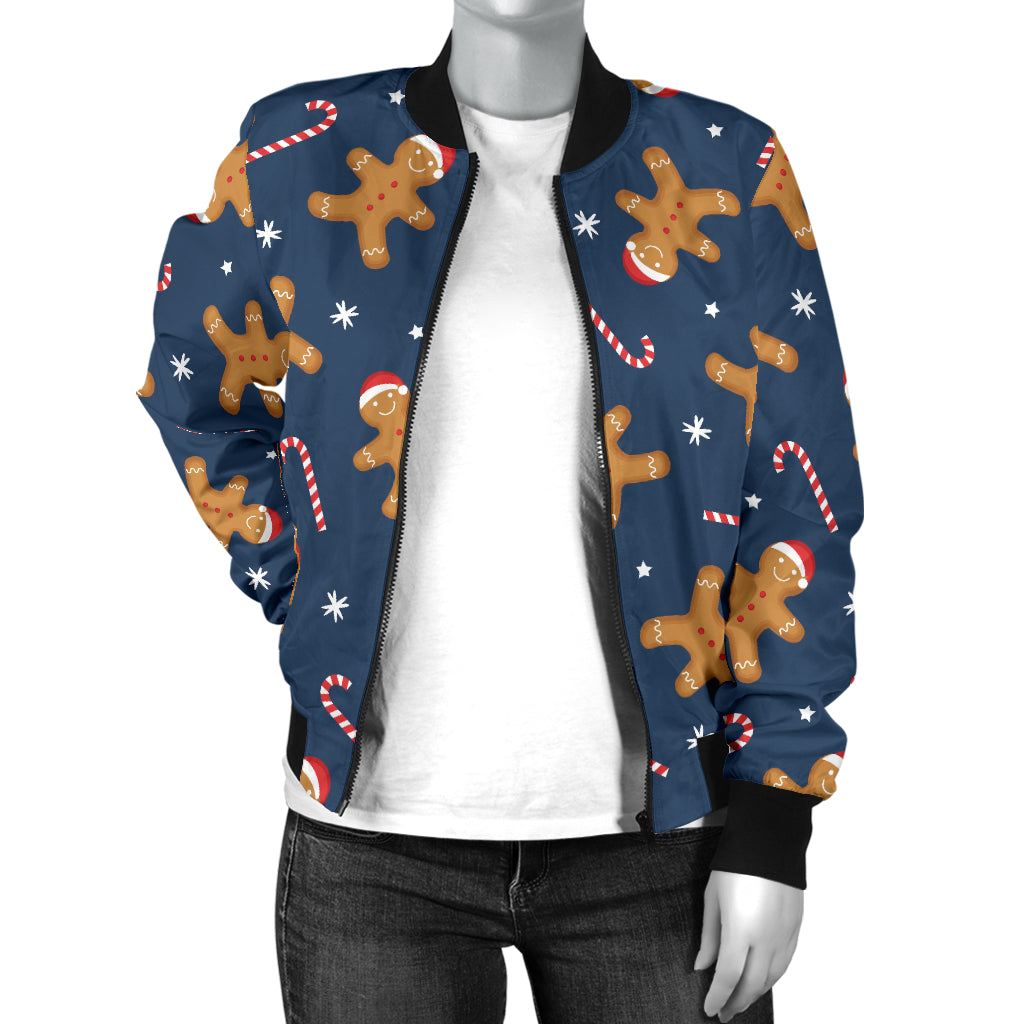 Gingerbread Pattern Print Design 01 Women's Bomber Jacket
